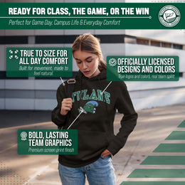 Tulane Green Wave Adult Arch & Logo Soft Style Gameday Hooded Sweatshirt - Black