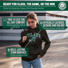 Tulane Green Wave Adult Arch & Logo Soft Style Gameday Hooded Sweatshirt - Black