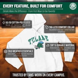 Tulane Green Wave Adult Arch & Logo Soft Style Gameday Hooded Sweatshirt - White