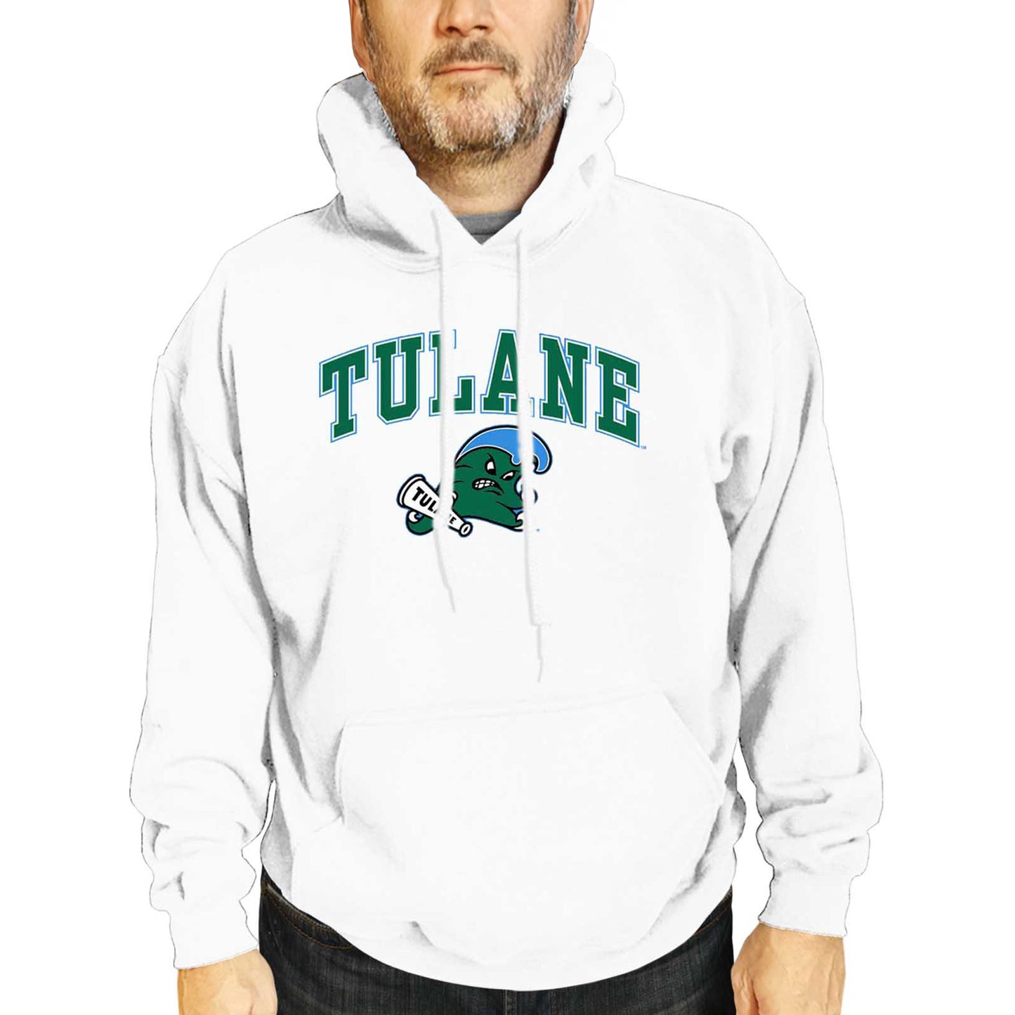 Tulane Green Wave Adult Arch & Logo Soft Style Gameday Hooded Sweatshirt - White