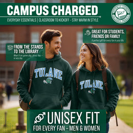 Tulane Green Wave NCAA Adult Tackle Twill Hooded Sweatshirt - Green