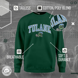 Tulane Green Wave NCAA Adult Tackle Twill Crewneck Sweatshirt - Green