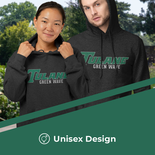 Tulane Green Wave NCAA Adult Cotton Blend Charcoal Hooded Sweatshirt - Charcoal