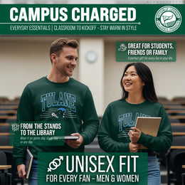 Tulane Green Wave NCAA Adult Unisex Overtime Classics Crewneck Fleece Sweatshirt - Forest Green