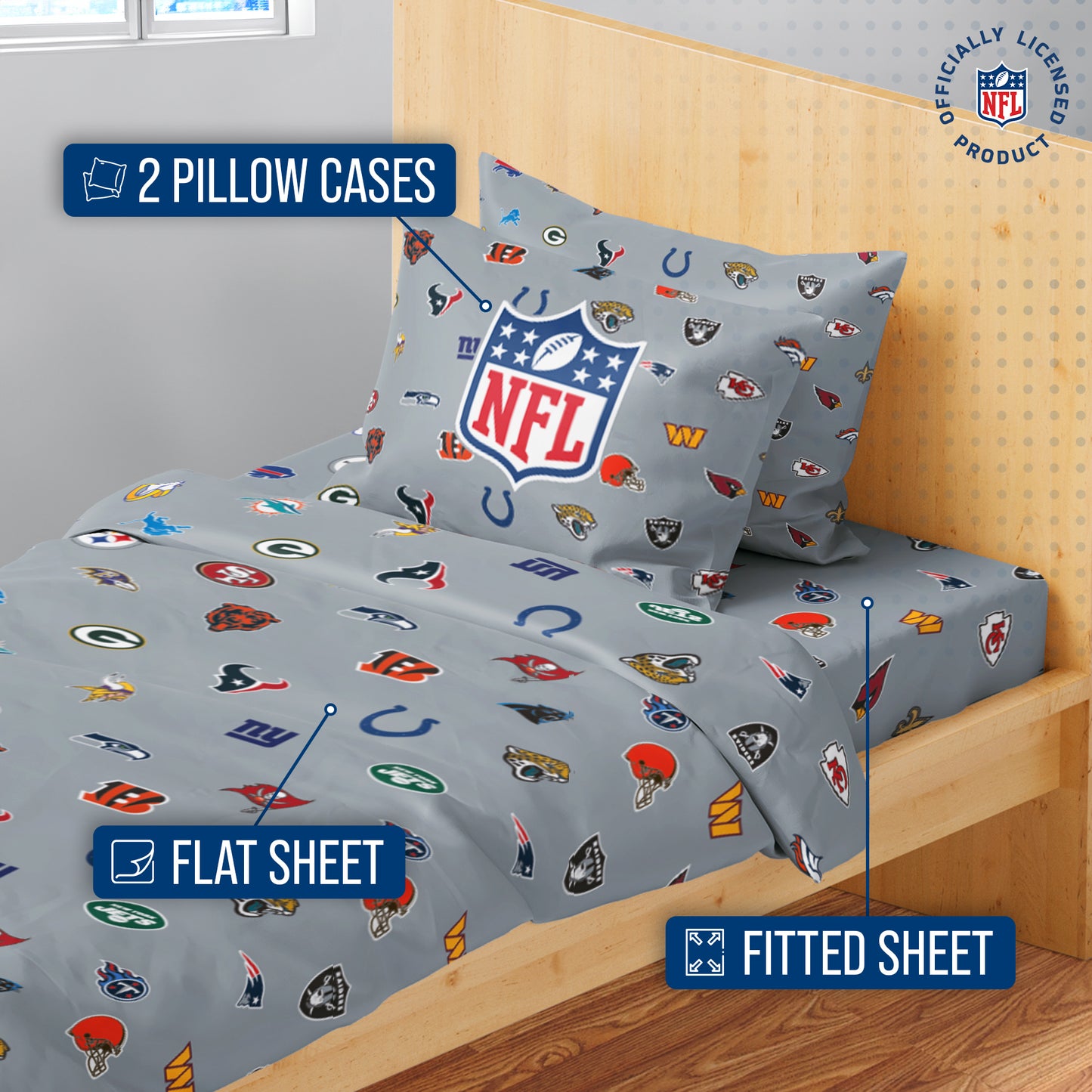 NFL Ultimate Fan Repeating All Team Logo Bedding Set