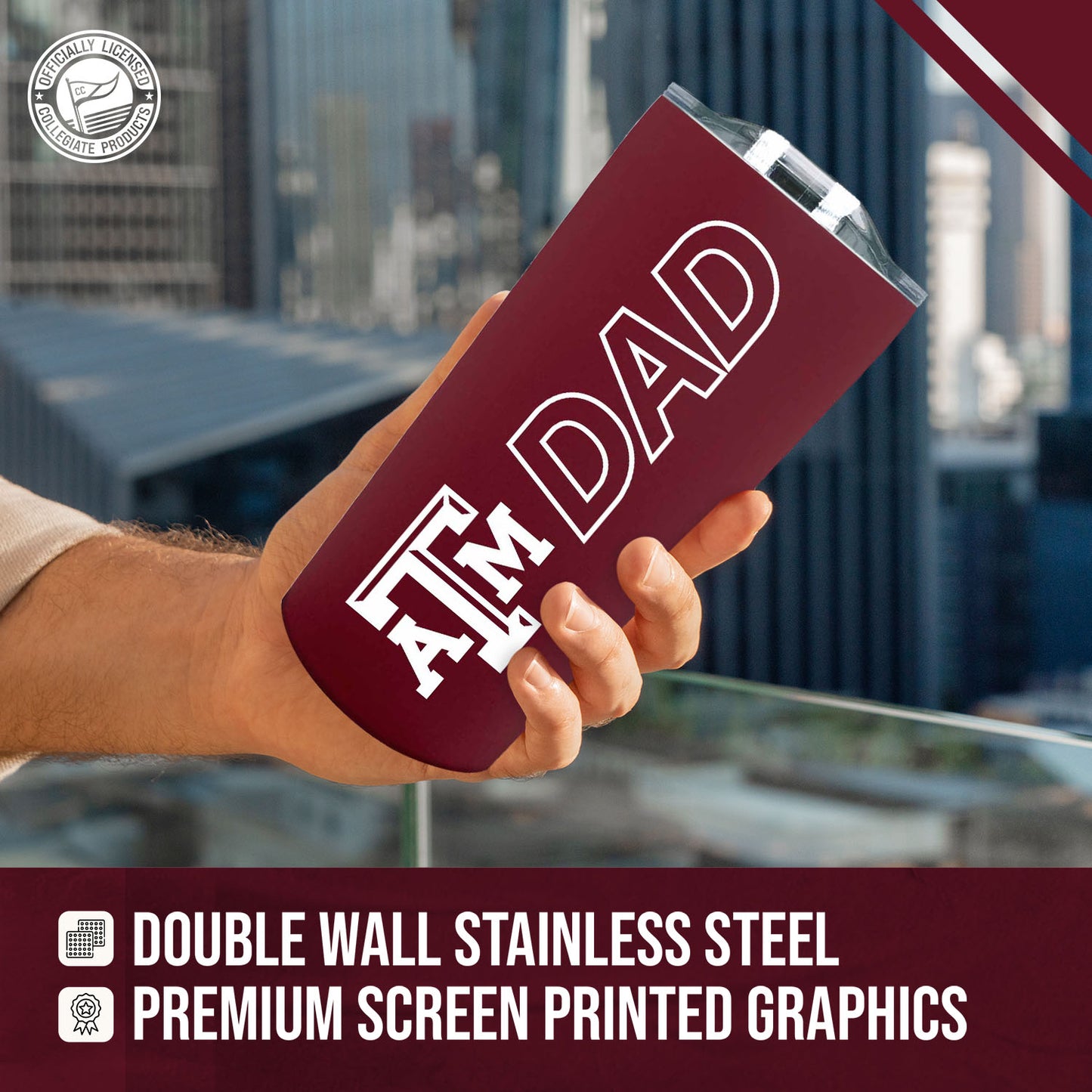Texas A&M Aggies NCAA Stainless Steel Travel Tumbler for Dad - Maroon