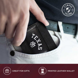 Texas A&M Aggies School Logo Leather Card/Cash Holder and Bottle Opener Keychain Bundle - Black