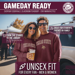 Texas State Bobcats Adult Arch & Logo Soft Style Gameday Crewneck Sweatshirt - Maroon