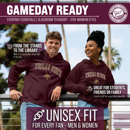 Texas State Bobcats Adult Arch & Logo Soft Style Gameday Hooded Sweatshirt - Maroon