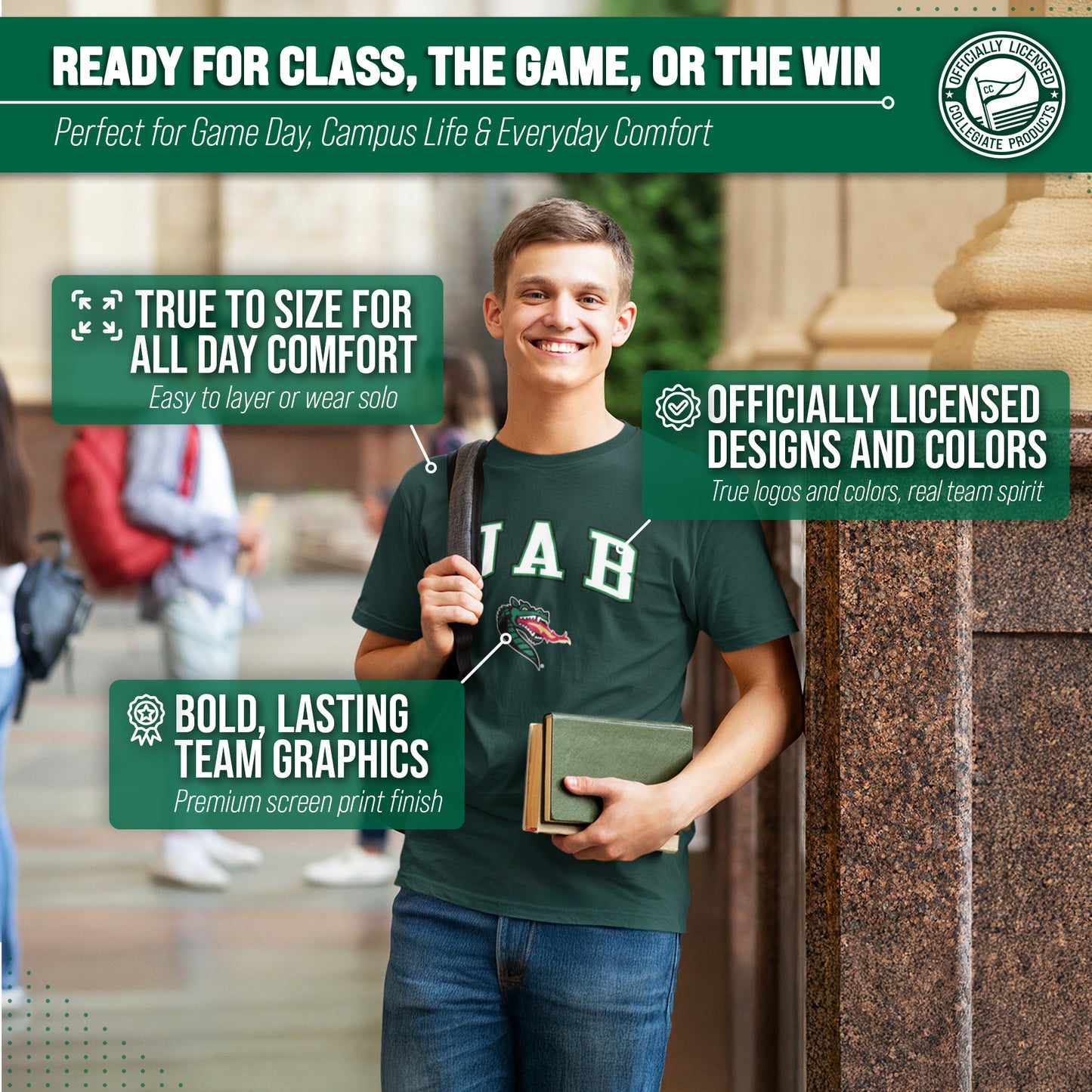 UAB Blazers NCAA Adult Gameday Cotton T-Shirt - Green