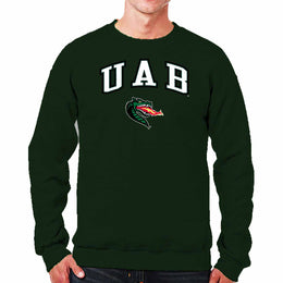 UAB Blazers Adult Arch & Logo Soft Style Gameday Crewneck Sweatshirt - Green
