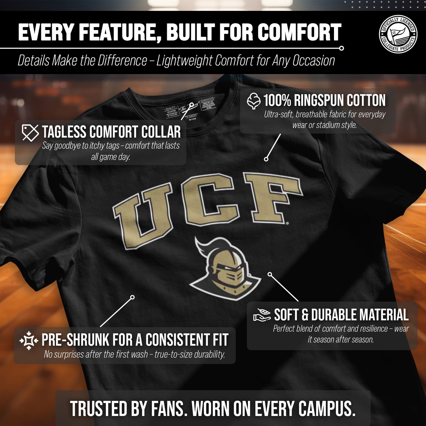 Central Florida Knights NCAA Adult Gameday Cotton T-Shirt - Black