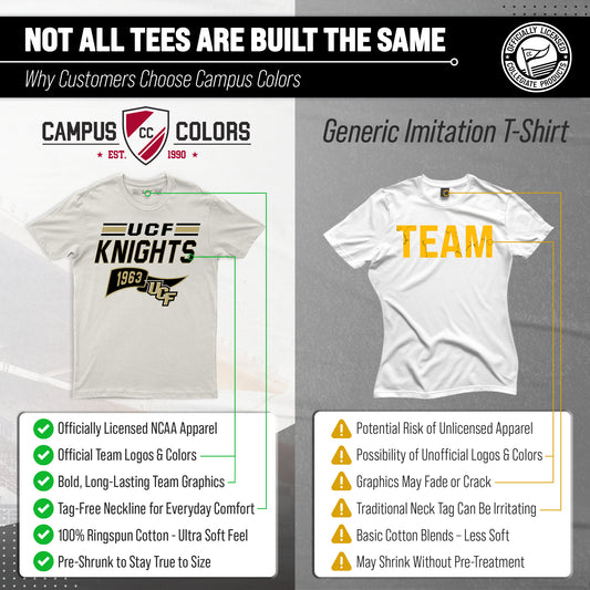 Central Florida Knights NCAA Adult Unisex Varsity Club Pennant T-Shirt Tag-Less - Off White