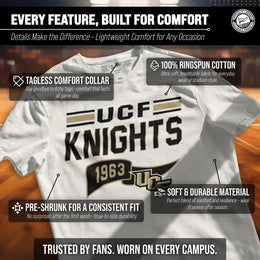Central Florida Knights NCAA Adult Unisex Varsity Club Pennant T-Shirt Tag-Less - Off White