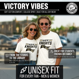 Central Florida Knights NCAA Adult Unisex Varsity Club Pennant T-Shirt Tag-Less - Off White