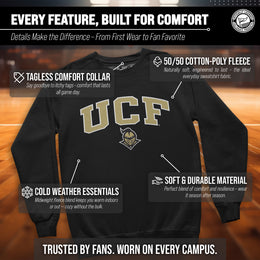 Central Florida Knights NCAA Adult Tackle Twill Crewneck Sweatshirt - Black