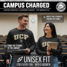 Central Florida Knights NCAA Adult Tackle Twill Crewneck Sweatshirt - Black