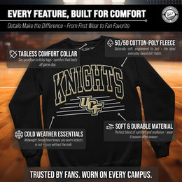 Central Florida Knights NCAA Adult Unisex Overtime Classics Crewneck Fleece Sweatshirt - Black