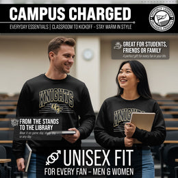 Central Florida Knights NCAA Adult Unisex Overtime Classics Crewneck Fleece Sweatshirt - Black