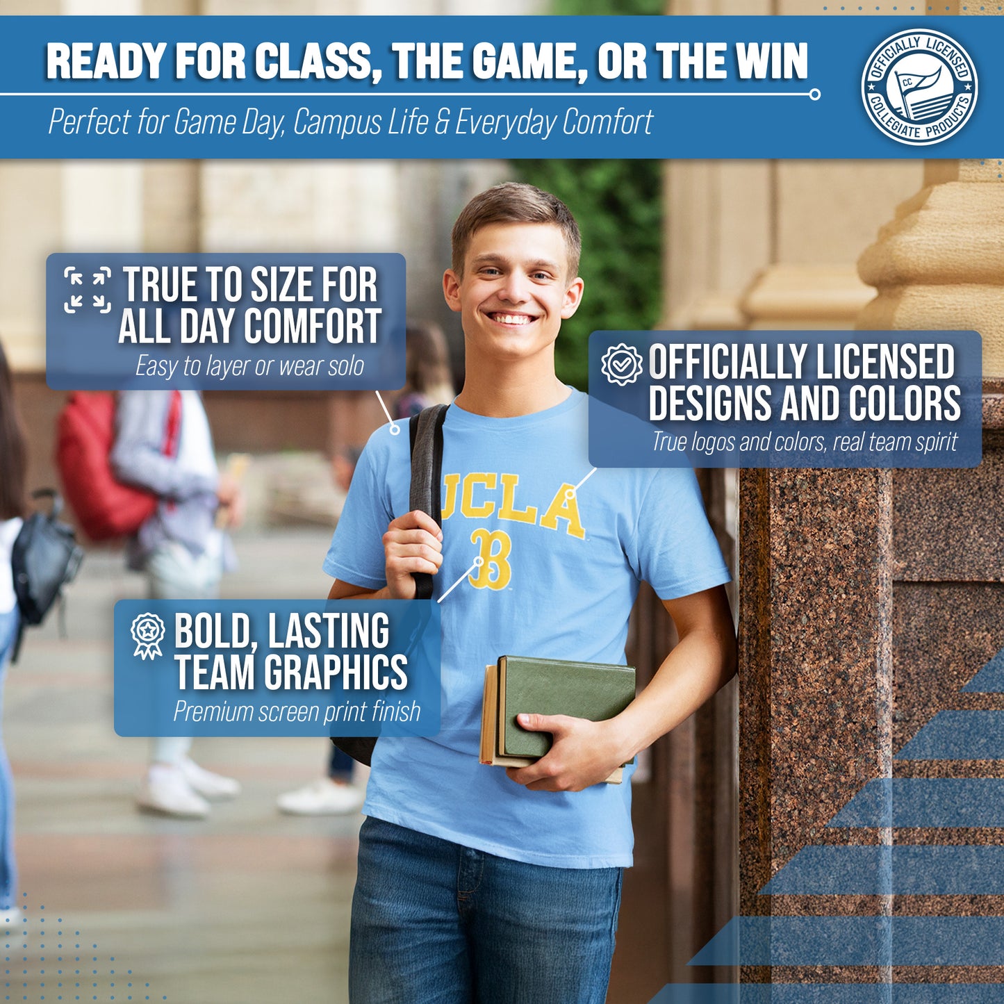 UCLA Bruins NCAA Adult Gameday Cotton T-Shirt - Light Blue