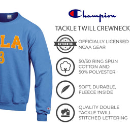 UCLA Bruins Adult Tackle Twill Crewneck - Carolina Blue