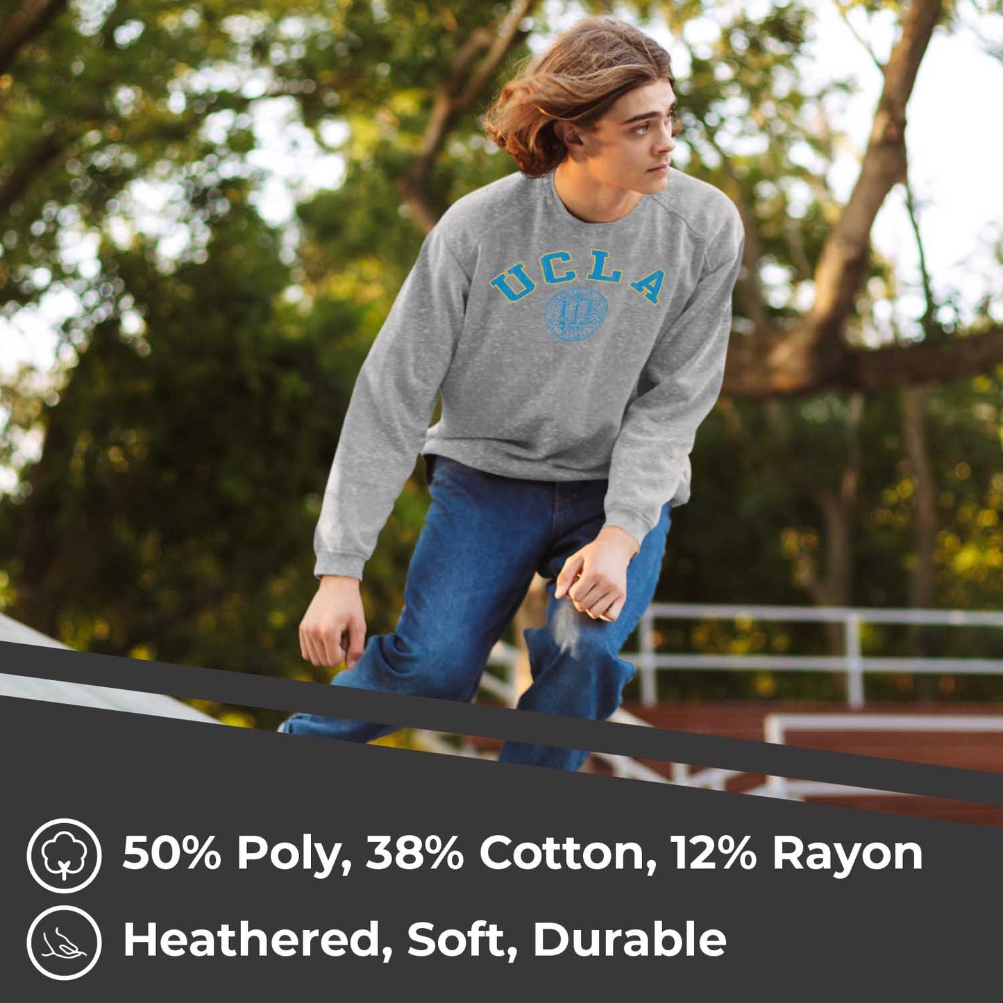 UCLA Bruins College Gray University Seal Crewneck Sweatshirt - Gray