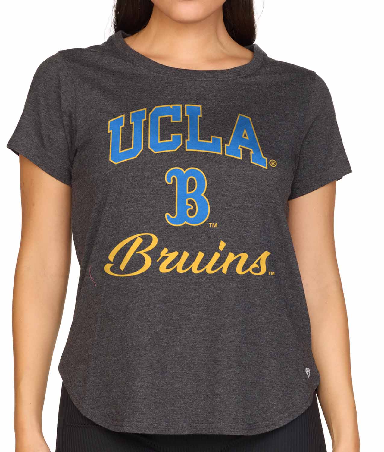 UCLA Bruins NCAA Womens Tag-Less Ultra Soft Tailgate T-Shirt - Black Heather