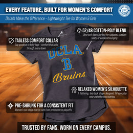 UCLA Bruins NCAA Womens Tag-Less Ultra Soft Tailgate T-Shirt - Black Heather