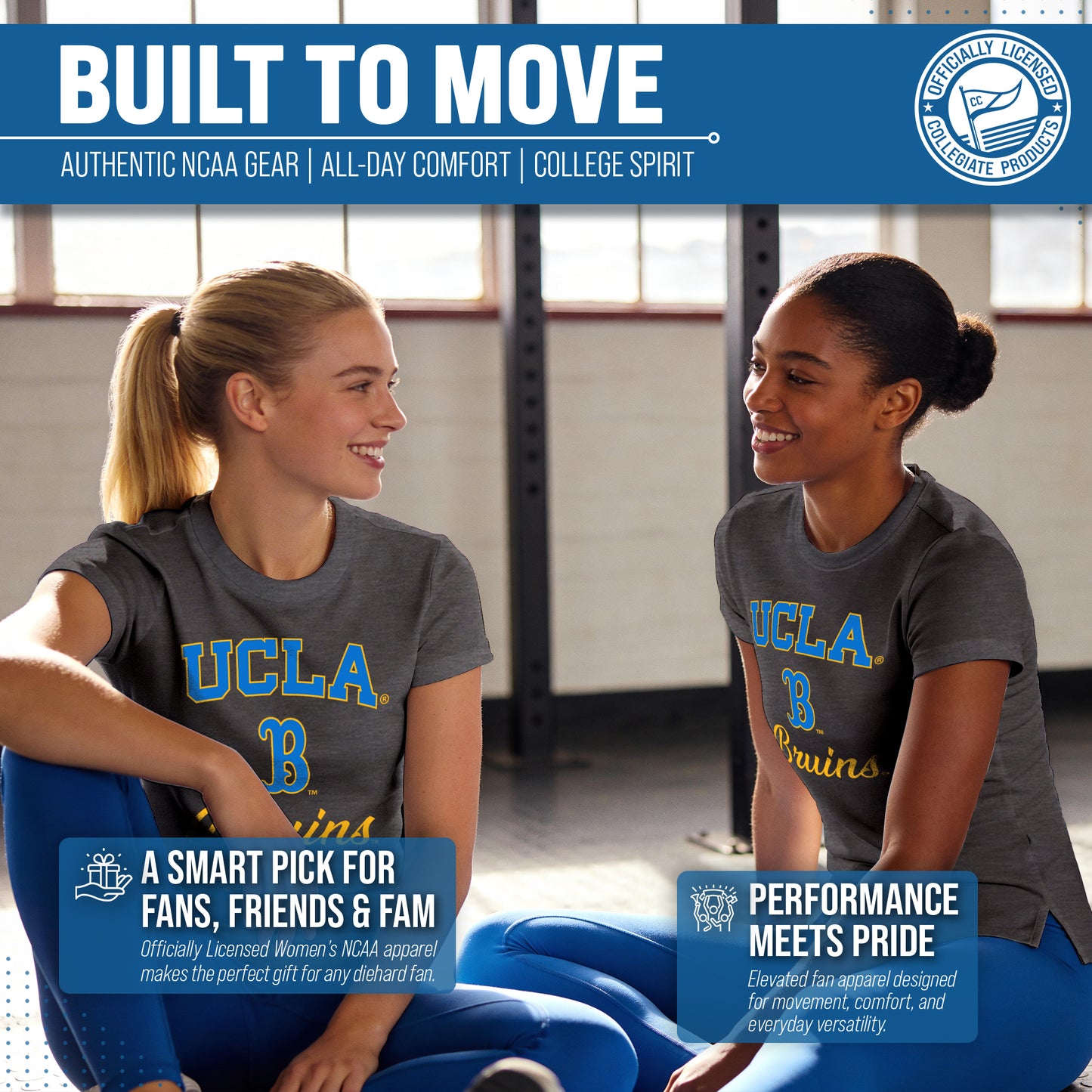 UCLA Bruins NCAA Womens Tag-Less Ultra Soft Tailgate T-Shirt - Black Heather