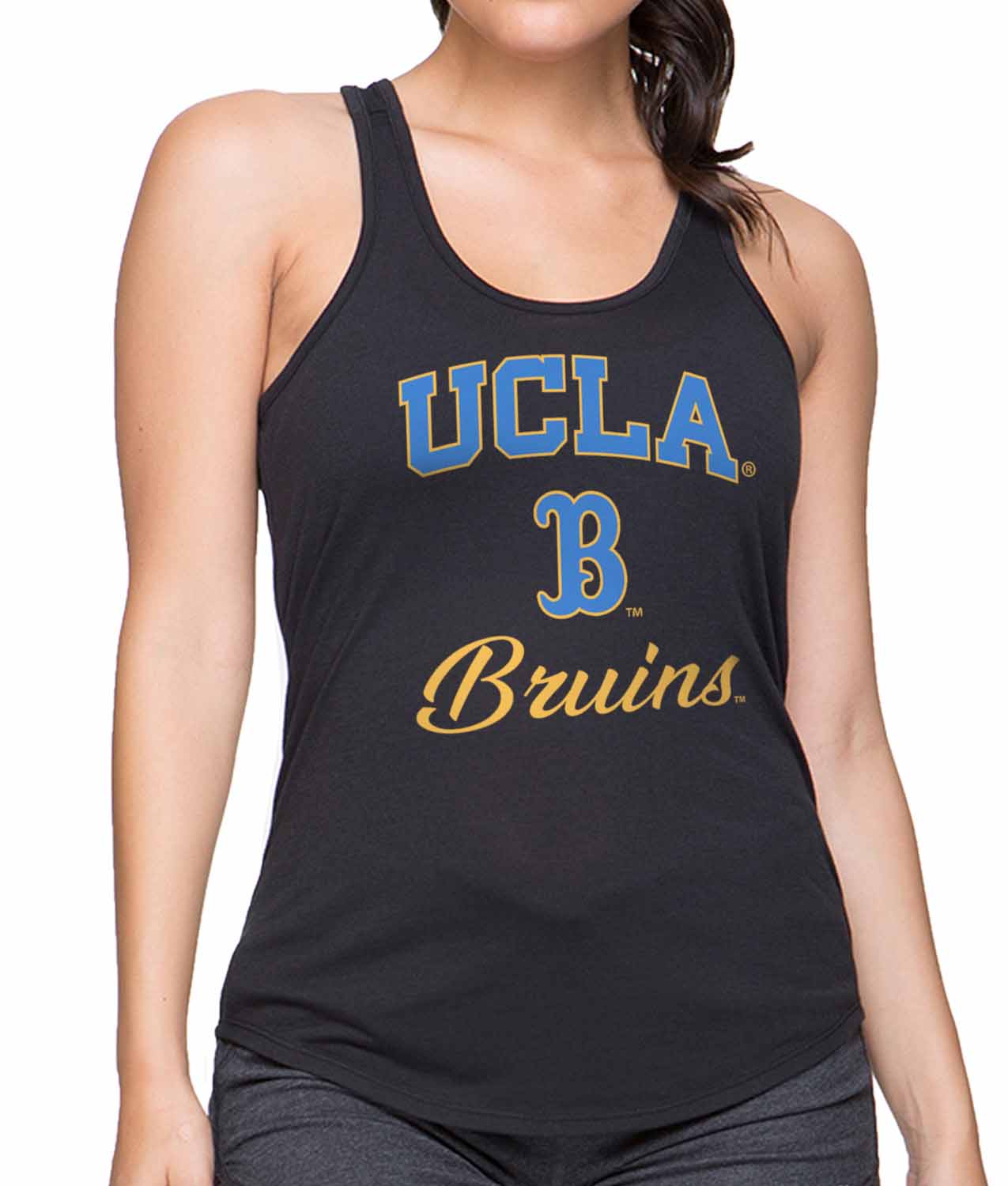 UCLA Bruins NCAA Womens Tag-Less Ultra Soft Tailgate Tank Top - Black Heather