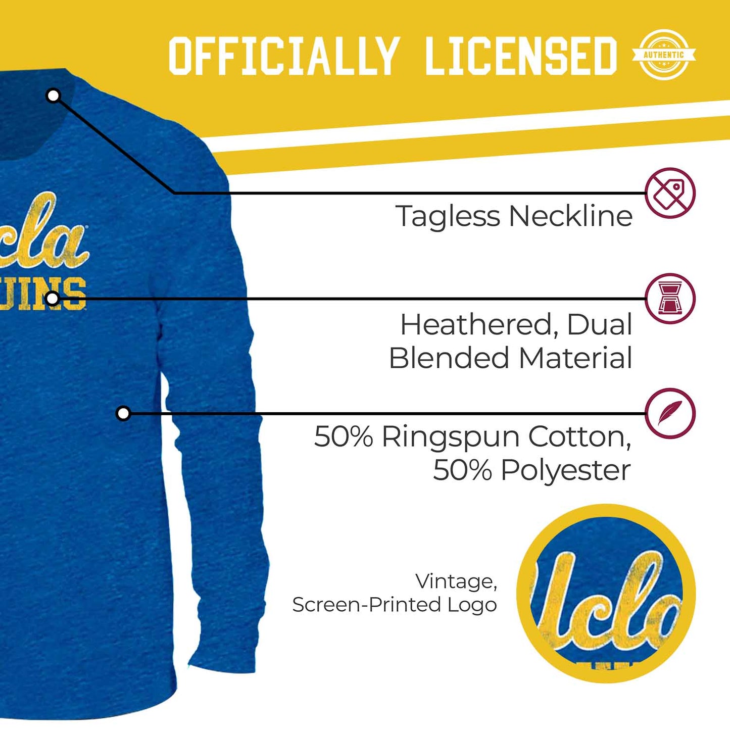 UCLA Bruins NCAA MVP Adult Long-Sleeve Shirt - Royal