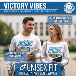 UCLA Bruins NCAA Adult Unisex Varsity Club Pennant Crewneck Fleece Sweatshirt - Off White