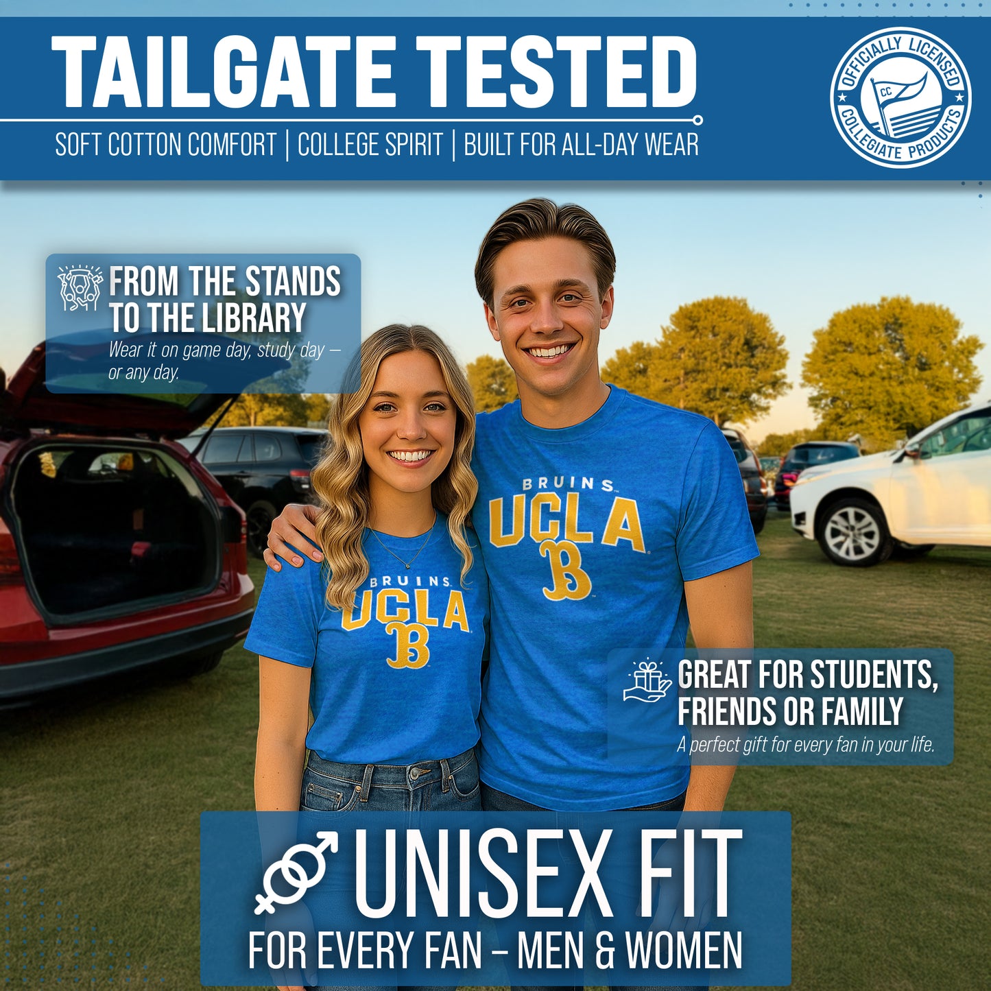 UCLA Bruins NCAA Adult Unisex Starting Fresh T-Shirt - Blue Heather