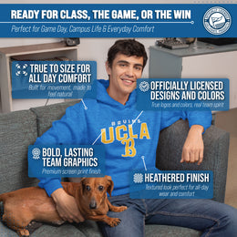 UCLA Bruins NCAA Adult Unisex Starting Fresh Heathered Hooded Fleece Sweatshirt - Blue Heather
