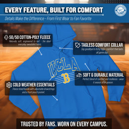UCLA Bruins NCAA Adult Unisex Overtime Classics Hooded Fleece Sweatshirt - Blue