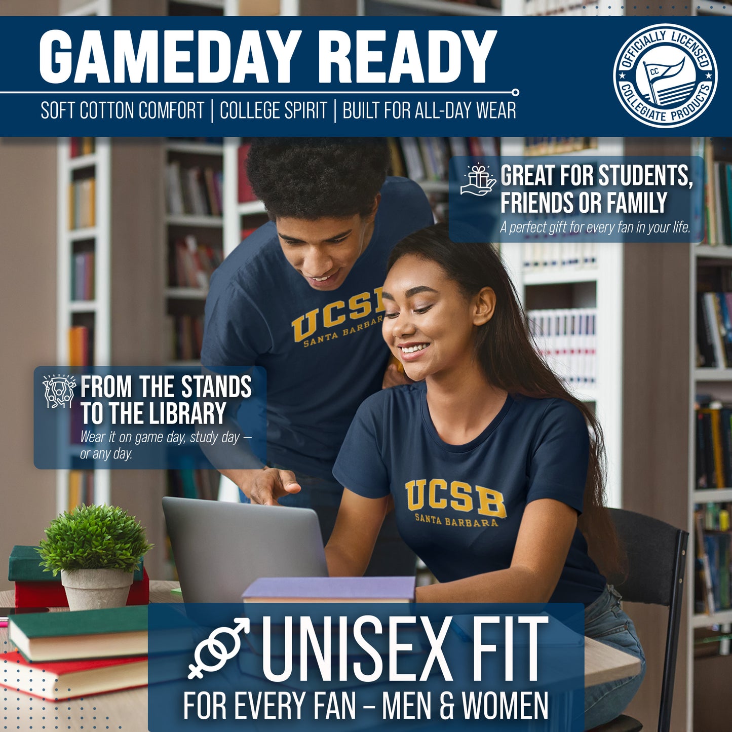 UCSB Gauchos NCAA Adult Gameday Cotton T-Shirt - Navy