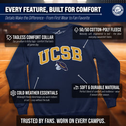 UCSB Gauchos NCAA Adult Tackle Twill Crewneck Sweatshirt - Navy
