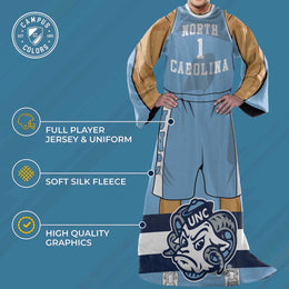 North Carolina Tar Heels NCAA Team Wearable Blanket with Sleeves - Carolina Blue