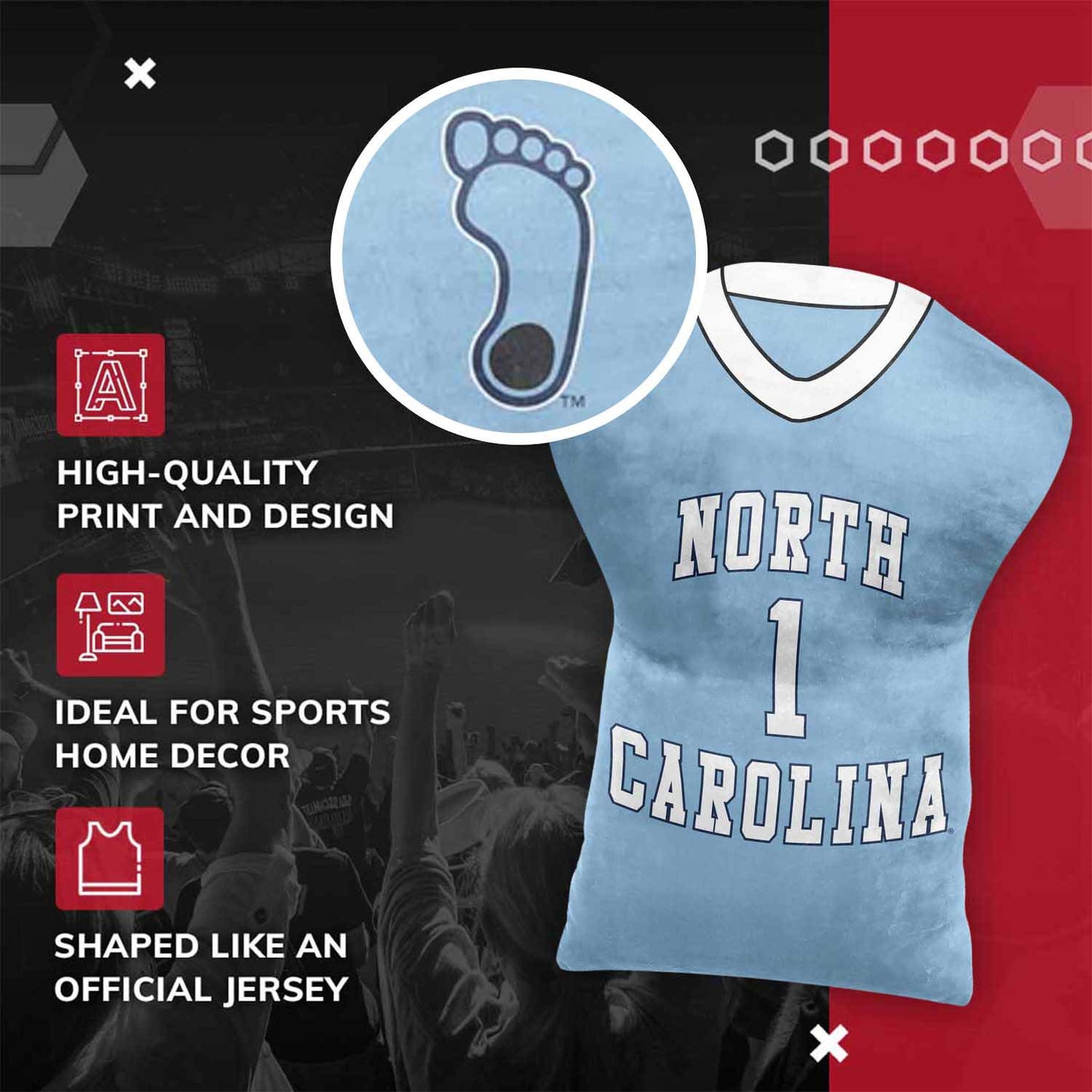 North Carolina Tar Heels NCAA Jersey Cloud Pillow - Carolina Blue