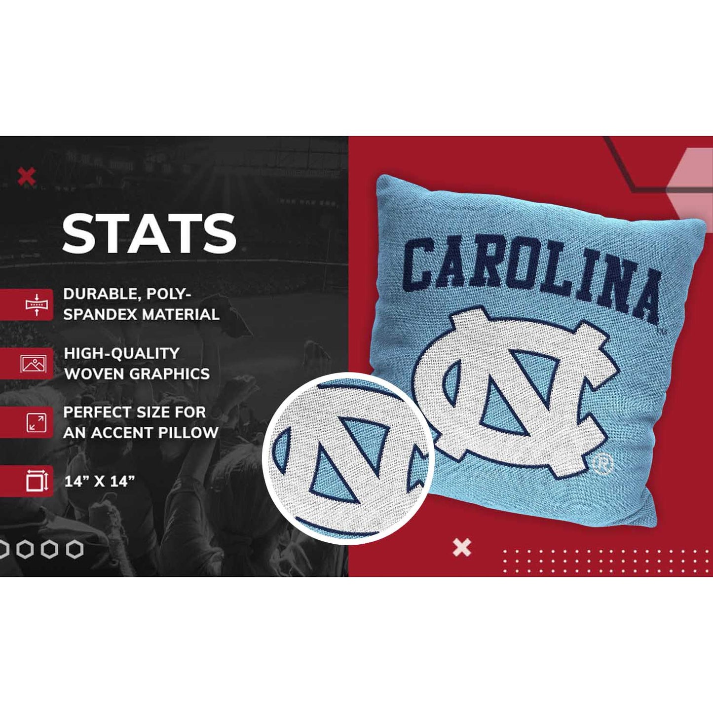 North Carolina Tar Heels NCAA Decorative Pillow - Carolina Blue