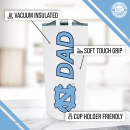 North Carolina Tar Heels NCAA Stainless Steel Travel Tumbler for Dad - White
