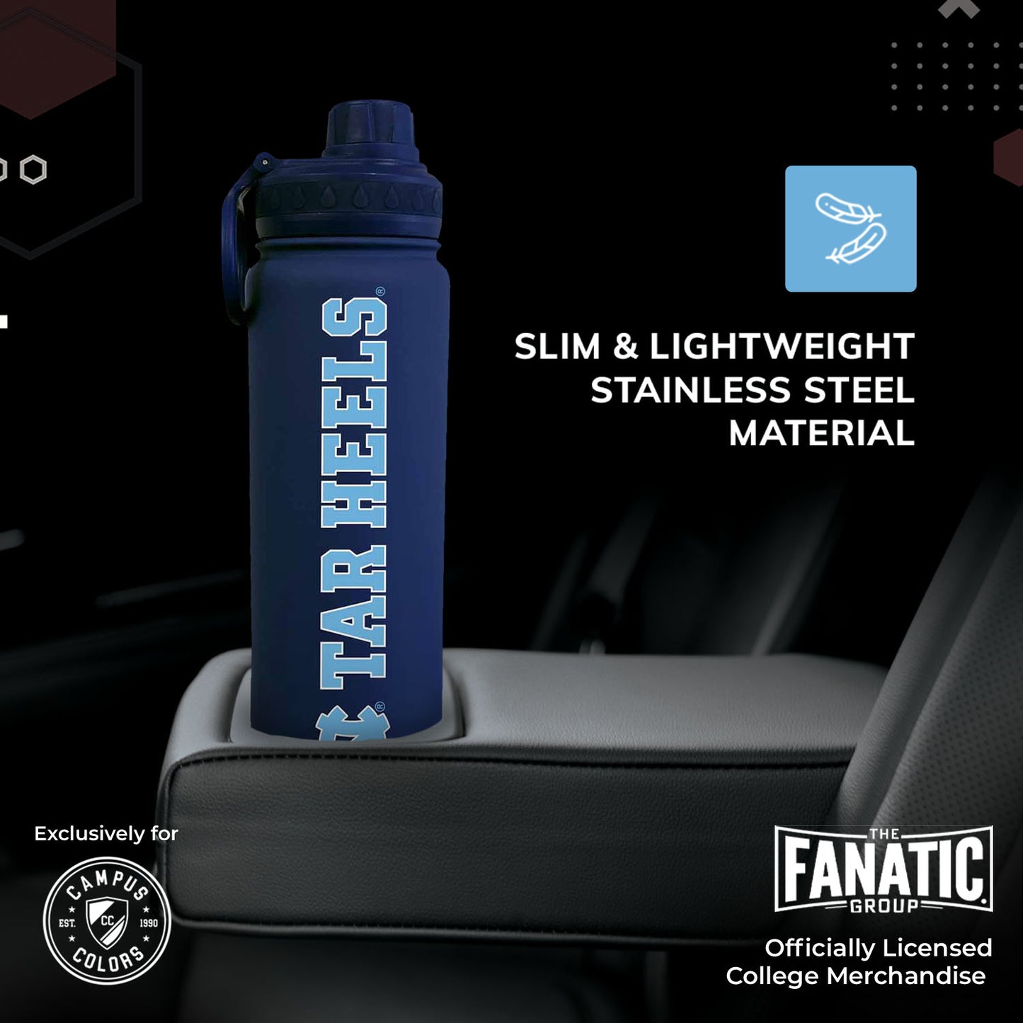 North Carolina Tar Heels Stainless Steel Vacuum Sealed Sport College Water Bottle - Navy