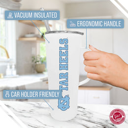 North Carolina Tar Heels NCAA Stainless Steel 20oz Roadie With Handle & Dual Option Lid With Straw - White