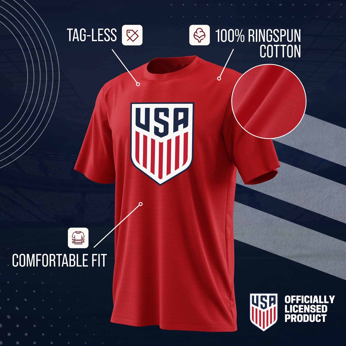 USA National Team Team Fan Apparel Youth US National Soccer Team T-Shirt For Boys & Girls - Red