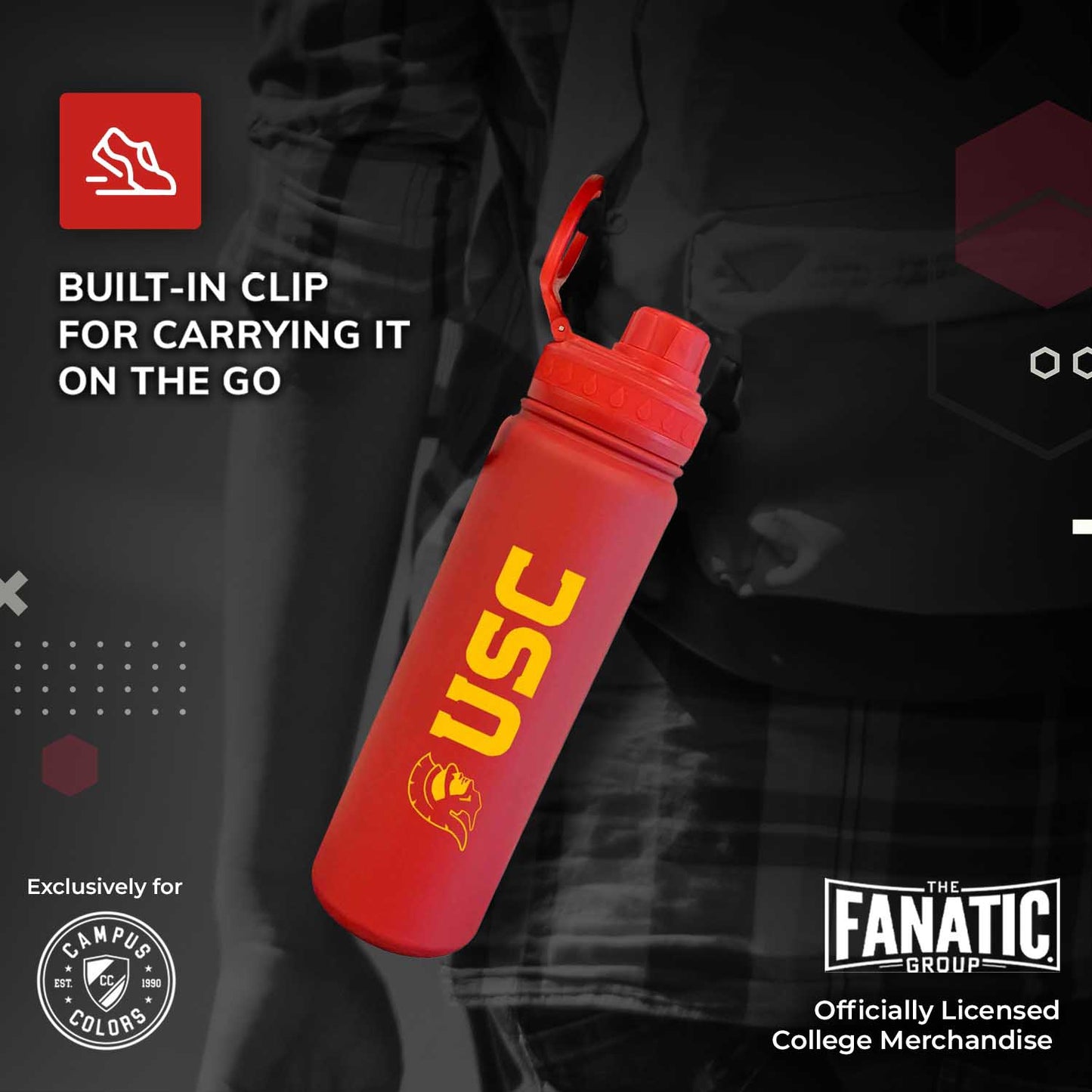 USC Trojans NCAA Stainless Steel Water Bottle - Cardinal