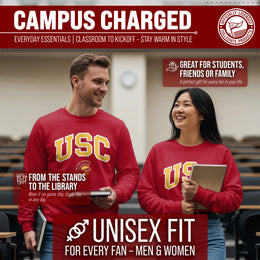 USC Trojans NCAA Adult Tackle Twill Crewneck Sweatshirt - Cardinal