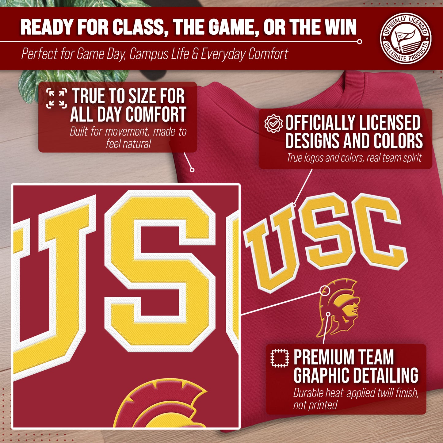 USC Trojans NCAA Adult Tackle Twill Crewneck Sweatshirt - Cardinal