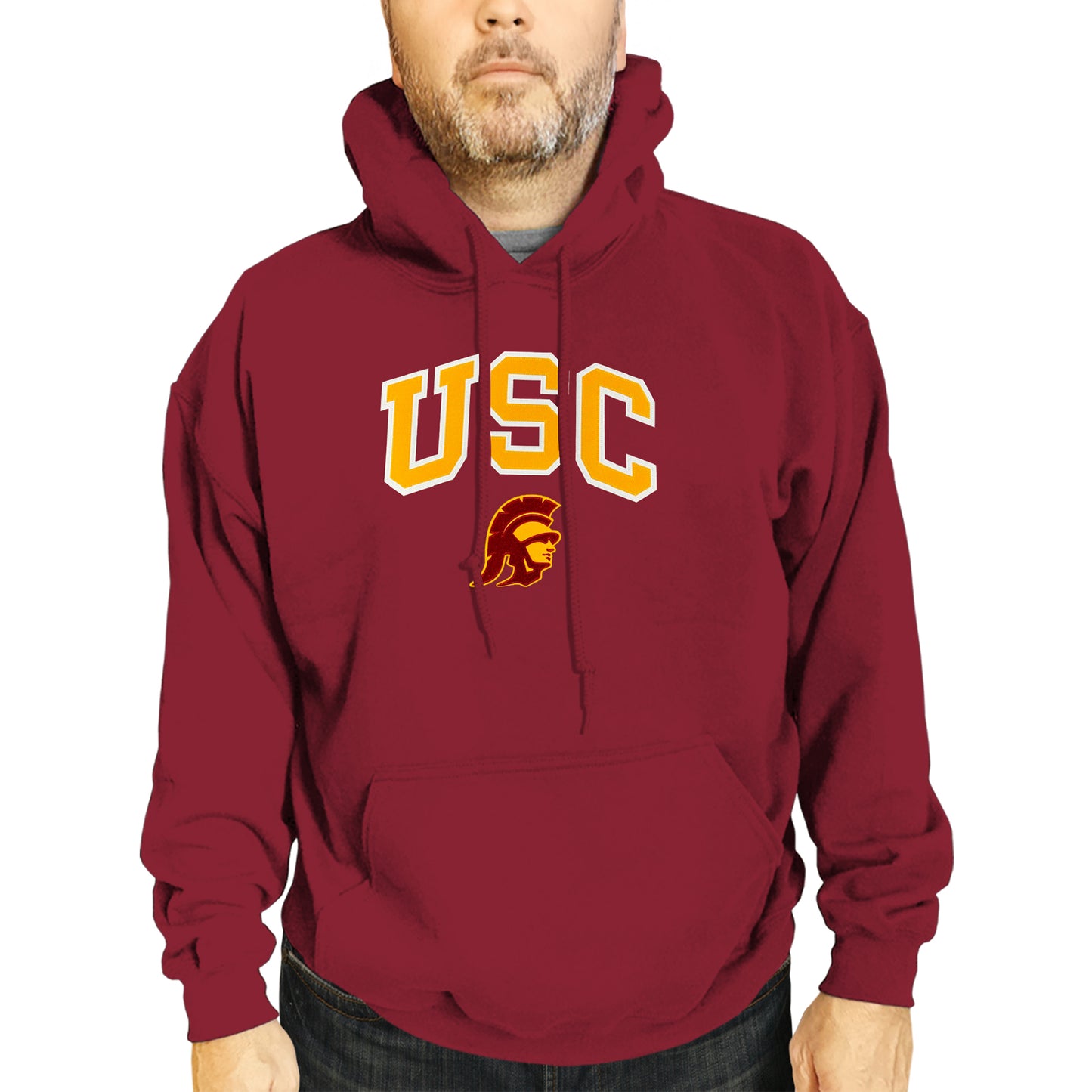USC Trojans NCAA Adult Tackle Twill Hooded Sweatshirt - Cardinal