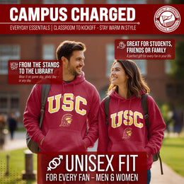 USC Trojans NCAA Adult Tackle Twill Hooded Sweatshirt - Cardinal
