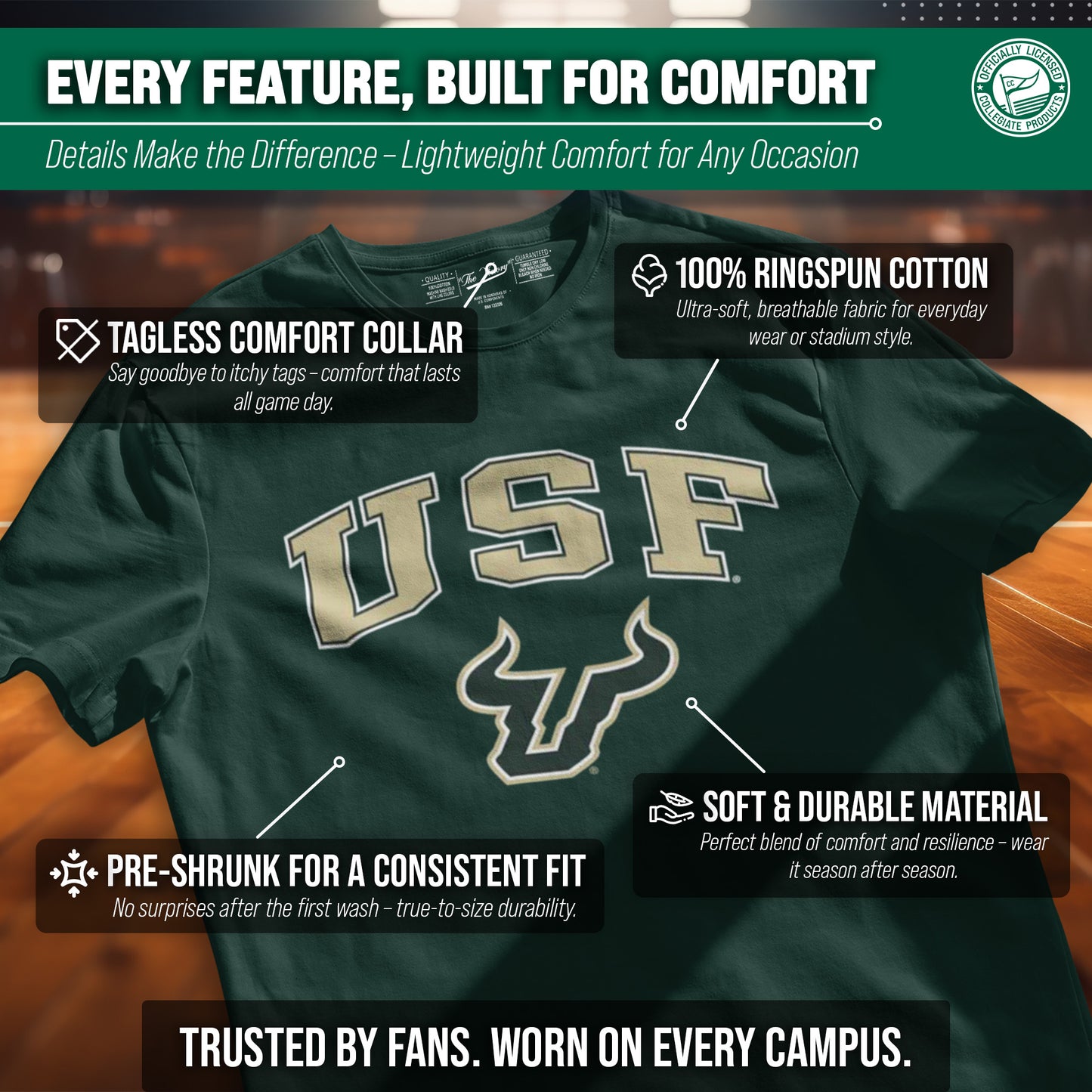USF Bulls NCAA Adult Gameday Cotton T-Shirt - Green